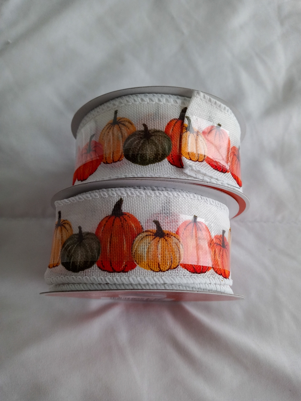 Celebrate It Pumpkin Ribbon in White, Orange, Yellow, Green